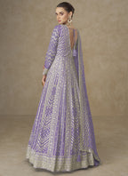 Purple Chinon Silk Embroidery Work Wedding Wear Readymade Anarkali Suit SW795721