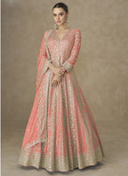 Orange Chinon Silk Embroidery Work Wedding Wear Readymade Anarkali Suit SW527627