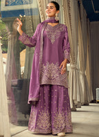 Lilac Chinon Silk Sequins Work  Eid Wear Readymade Plazzo Suit SW197321
