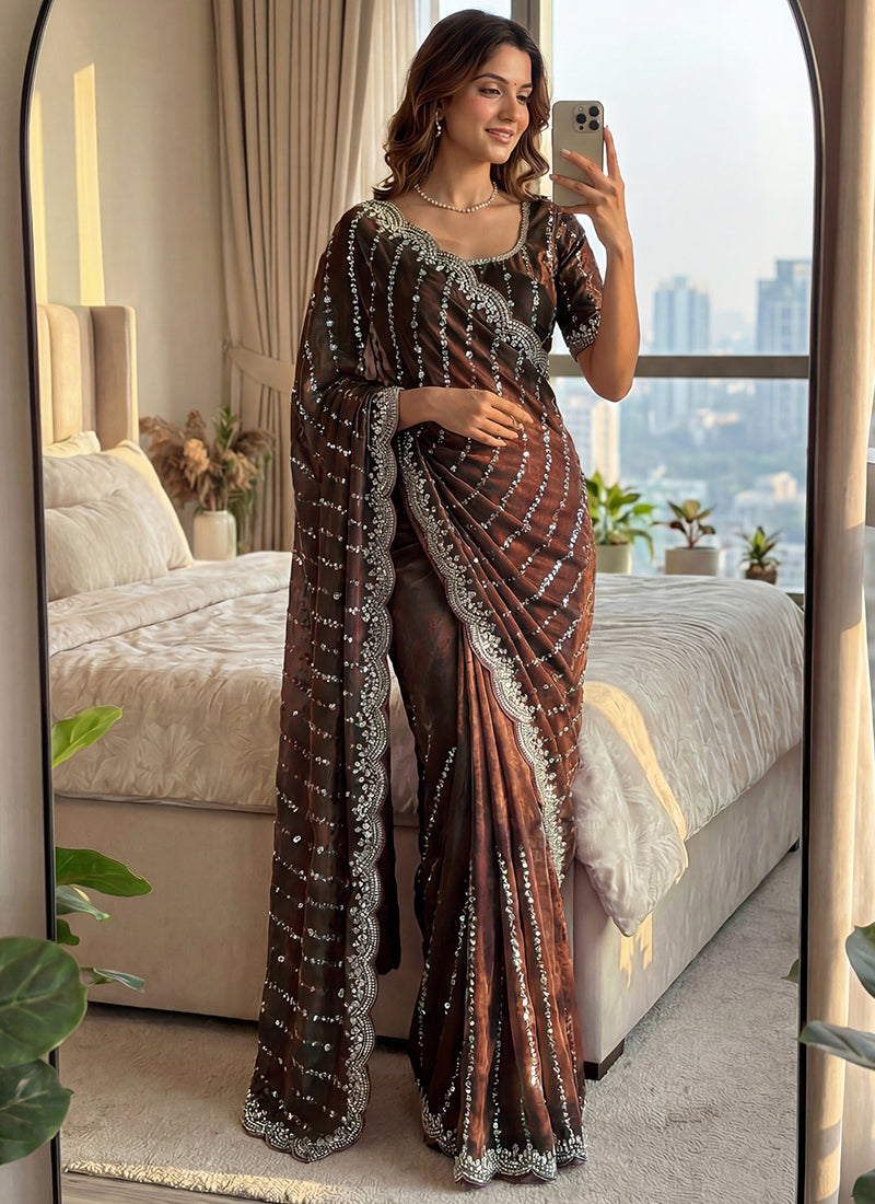Fendi Satin Festival Wear Saree 10 Pieces Catalog