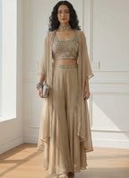 Cream Georgette  Sequin Work Festival Wear Readymade Plazzo Suit SW382932