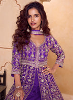 Purple Chinon Sequins Work  Wedding Wear Readymade Designer Suit SW898059