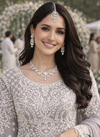 Grey Georgette Embroidery Work Party Wear Readymade Plazzo Suit SW841114