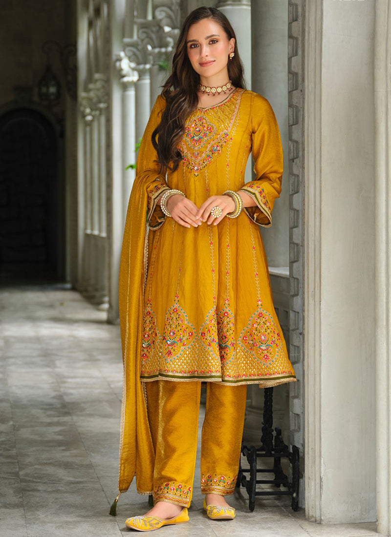 Sajni Embroidery Work Viscose Silk Occasional Wear Readymade Salwar Suit  4 Pieces Catalog