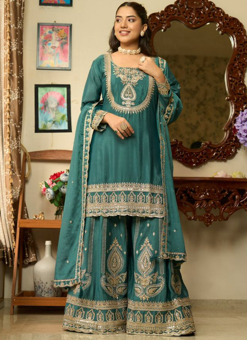 ANMOL Chinon Silk Mirror With Embroidery Festival Wear Salwar Suit 4 Piece Catalogue