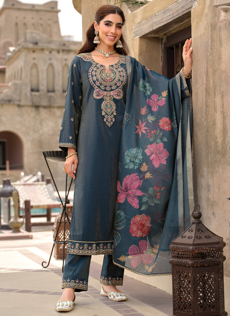 Ariana Simmer Silk Hand Work Festive Wear Redymade Saiwar Suite 4 Piece Cataloge