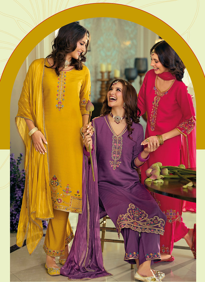 Rang Raag Viscose Silk Embroidery And Hand Work Festive Wear Readymade Salwar Suit 4 Piece Catalogue