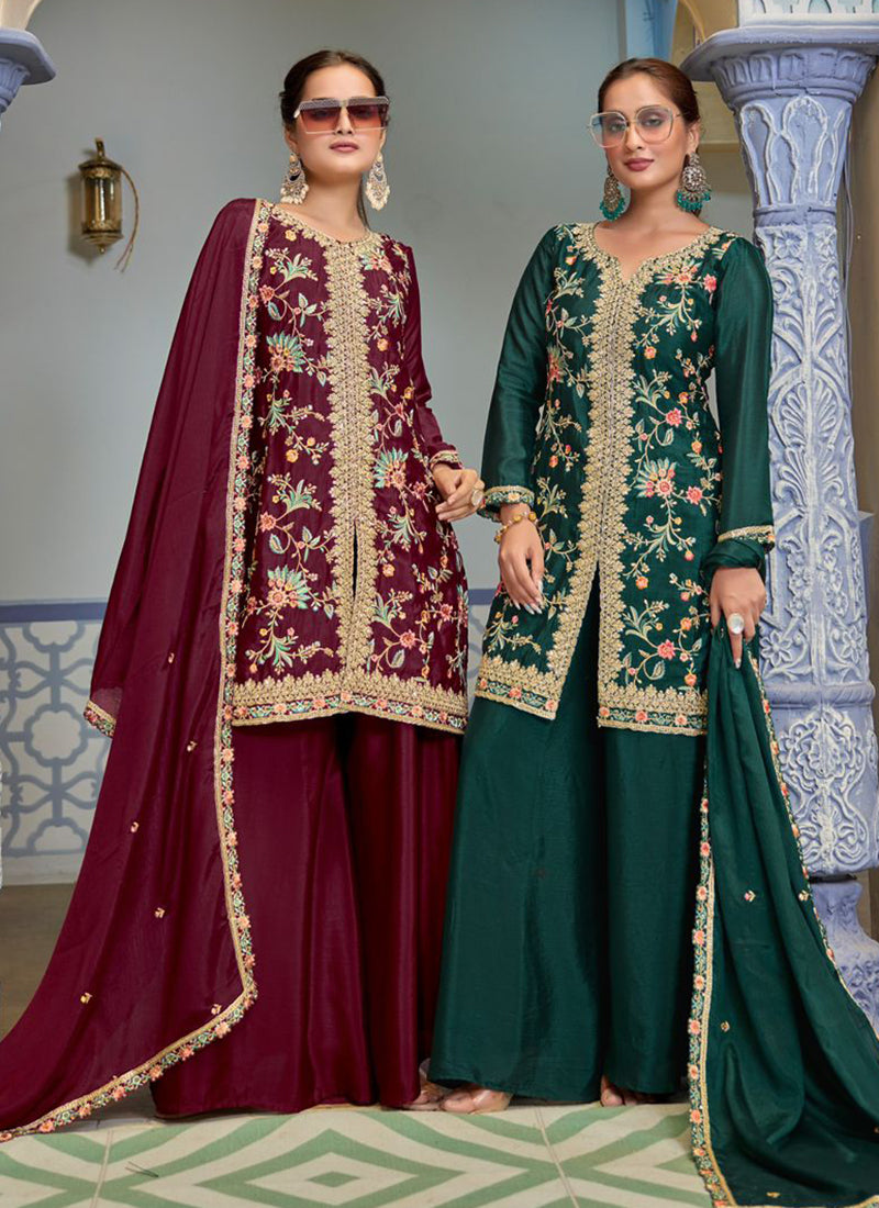 JIYA  Premimun Chinon Silk With Embroidery Hand Work Eid Festival Wear Unstitched 6 Piece Catalogue