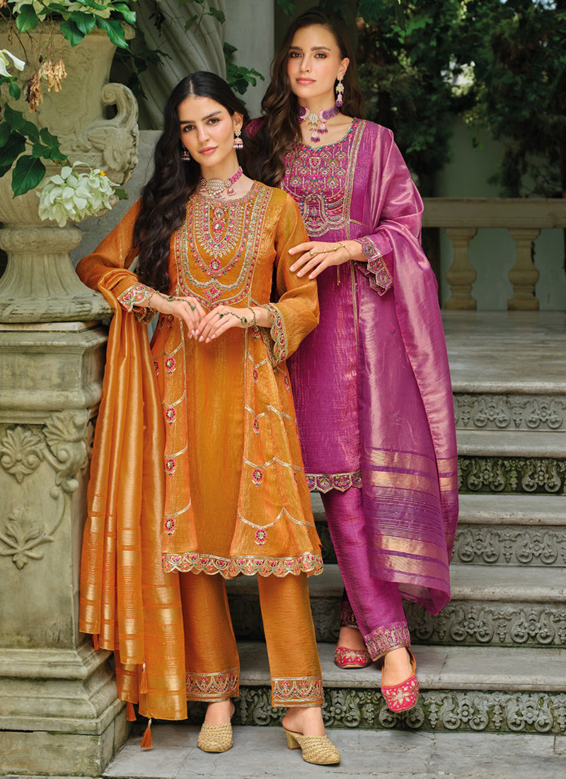 Suhana Embroidery Work Simmer Silk Occasional Wear Readymade Salwar Suit  4 Pieces Catalog