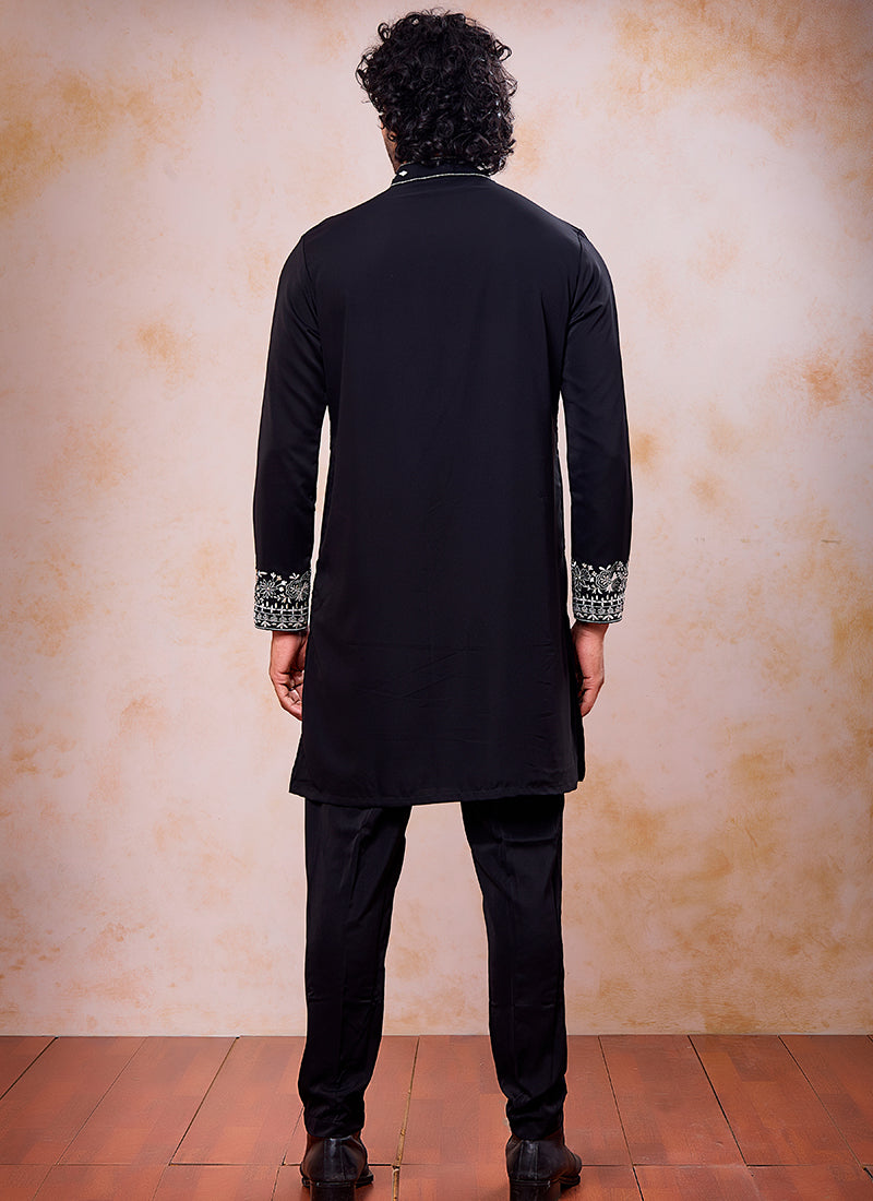 Black Armani  Mirror Work Occasional Wear Readymade Kurta Pajama SW874370