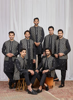 Black Art Banarasi Silk Patten Pcs Festival Wear Readymade Kurta Pajama With Jacket SW899101