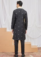 Black Art Silk Patten Pcs Occasional Wear Readymade Kurta Pajama With Stole SW428469