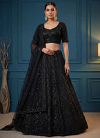 Black Net Sequins Work  Wedding Wear Lehenga Choli SW434007
