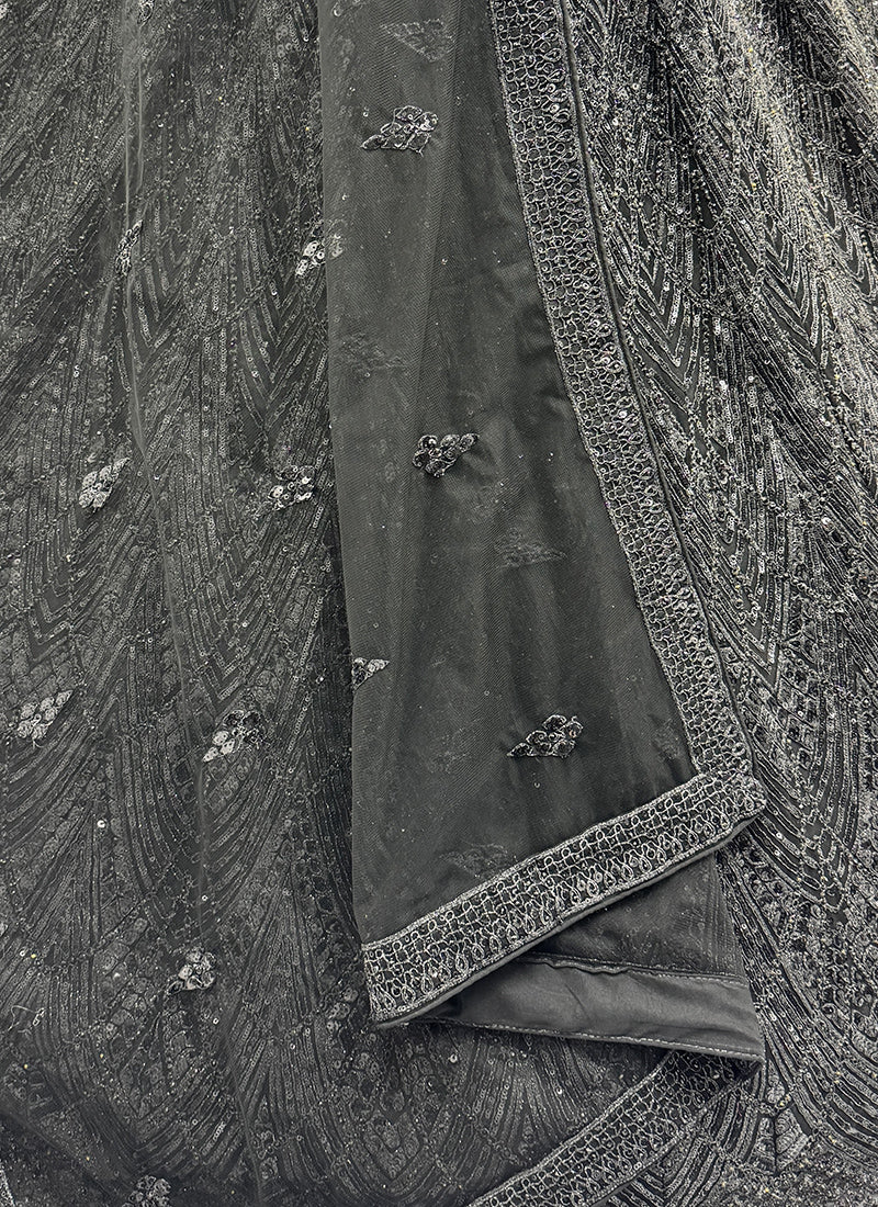 Black Net Sequins Work  Wedding Wear Lehenga Choli SW434007
