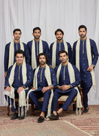 Blue Art Silk Patten Pcs Occasional Wear Readymade Kurta Pajama With Stole SW511286