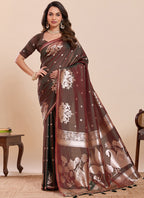 Brown Silk Weaving Work Festival Wear Saree SW763410