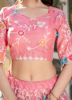 Baby Pink Soft Net Thread Embroidery Work Wedding Wear Lehenga Choli SW226821