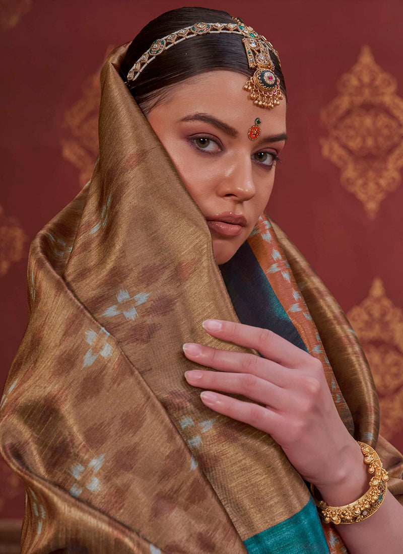 Silk Beige Gold Festival Wear Weaving Work Saree 388851