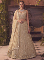 Beige Net Sequins Work  Wedding Wear Lehenga Choli SW600054
