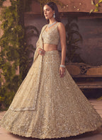 Beige Net Sequins Work  Wedding Wear Lehenga Choli SW600054