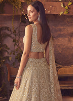 Beige Net Sequins Work  Wedding Wear Lehenga Choli SW600054