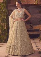 Beige Net Sequins Work  Wedding Wear Lehenga Choli SW600054