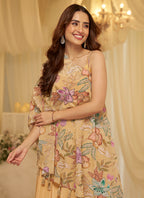 Beige Viscose  Embroidery Work Party Wear Readymade Designer Suit SW880109