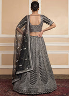 Heavy Net Black Bridal Wear Zari & Sequins Embroidery Work Bridal Lehenga Choli 389007