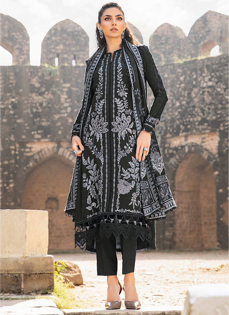 Heavy Rayon Black Eid Wear Embroidery Work Pakistani Suit