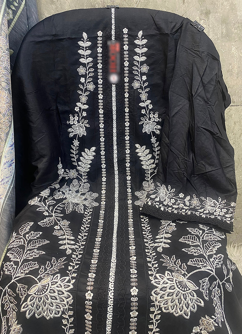 Heavy Rayon Black Eid Wear Embroidery Work Pakistani Suit
