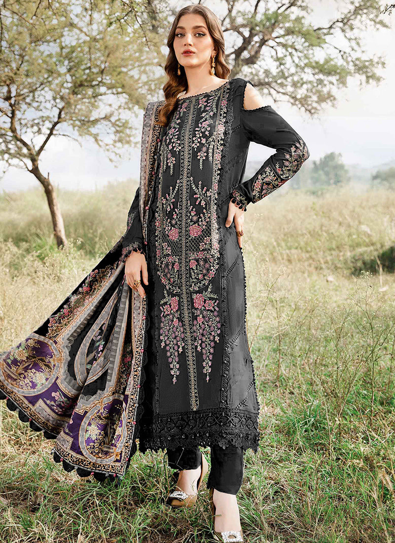 Heavy Rayon Black Eid Wear Embroidery Work Pakistani Suit