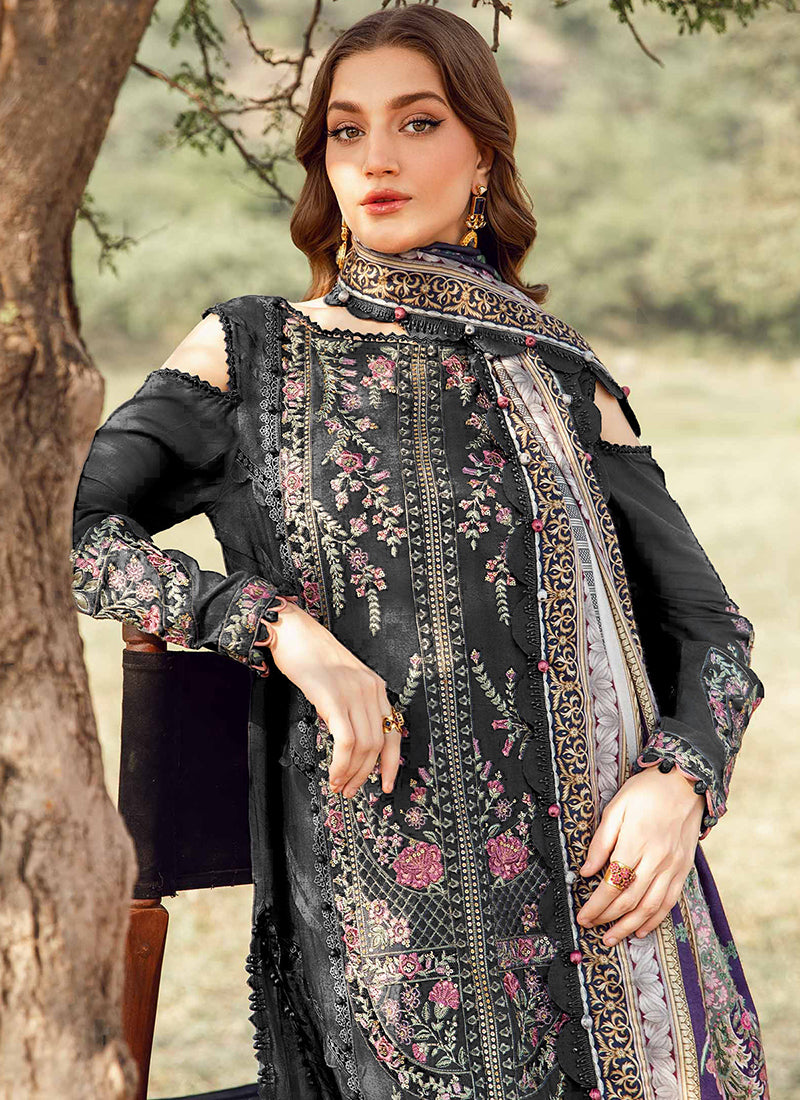 Heavy Rayon Black Eid Wear Embroidery Work Pakistani Suit