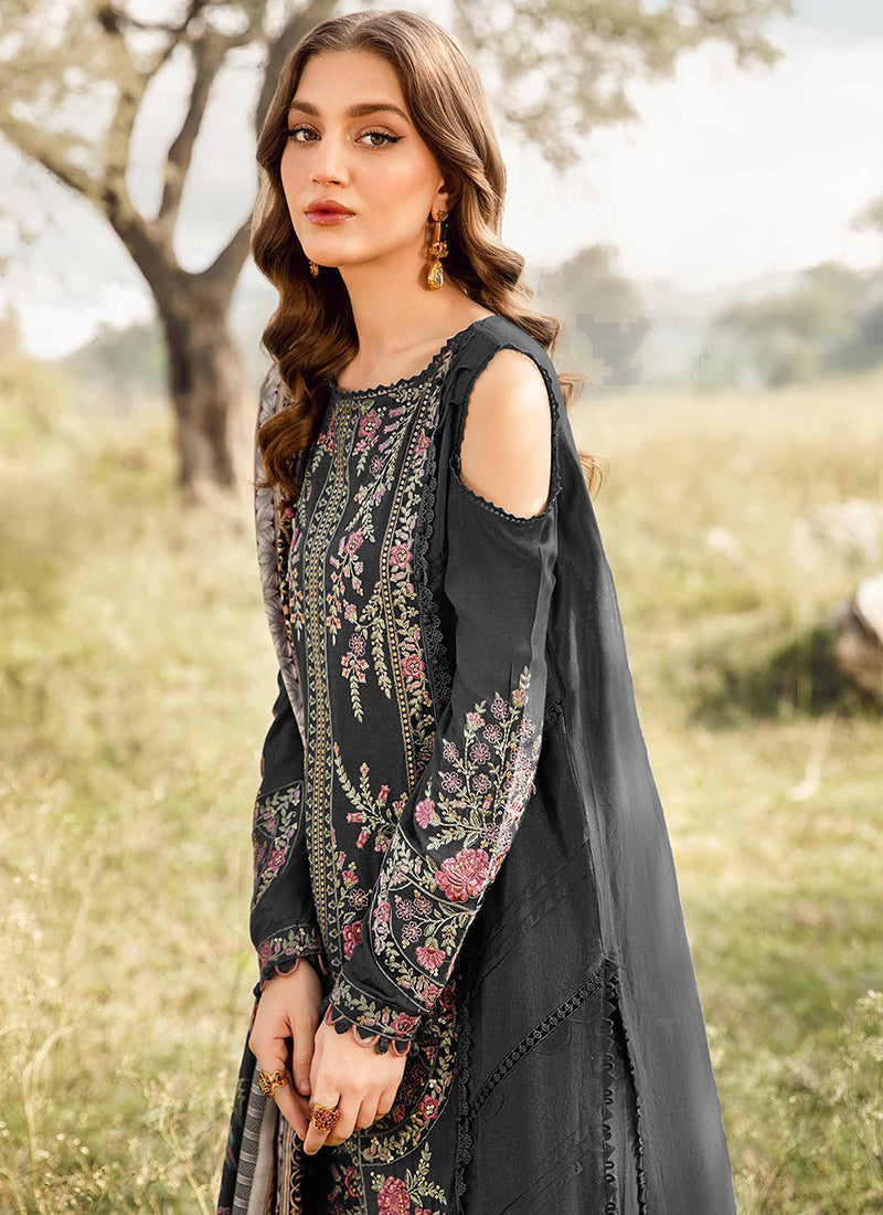 Heavy Rayon Black Eid Wear Embroidery Work Pakistani Suit