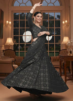 Black Hevy Tebi Slik Embroidery Work Wedding Wear Lehenga Choli SW144523