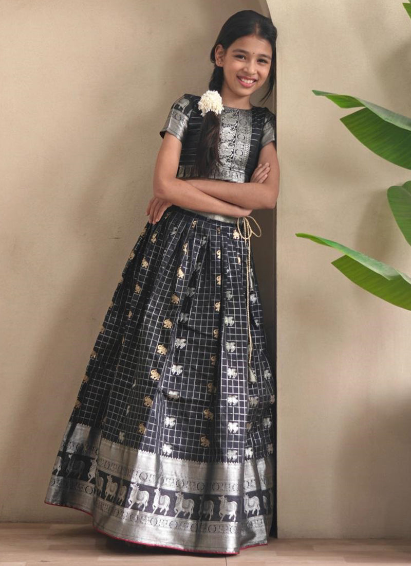 Soft Silk Black Festival Wear Printed Work Readymade Lehenga Choli