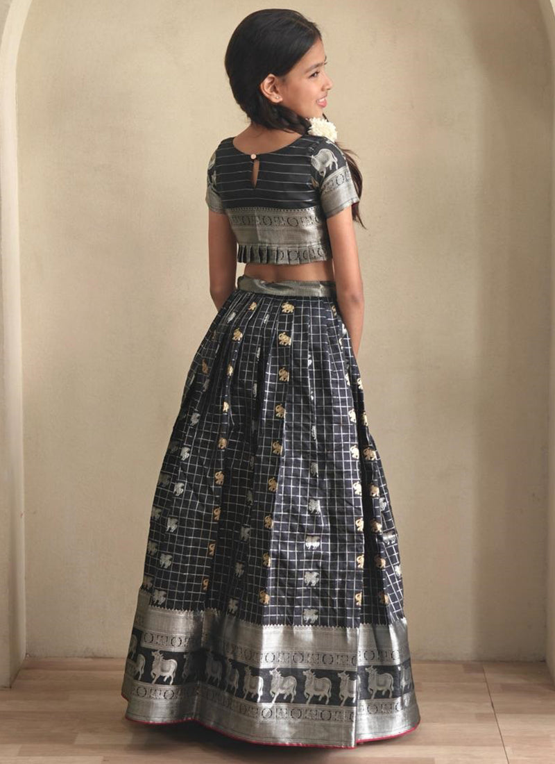 Soft Silk Black Festival Wear Printed Work Readymade Lehenga Choli