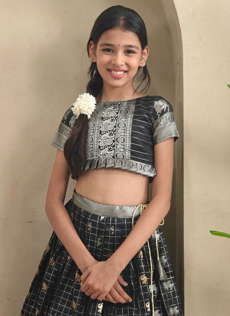 Soft Silk Black Festival Wear Printed Work Readymade Lehenga Choli