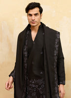 Black Vichitra Silk Embroidery Work Occasional Wear Readymade Kurta With Dupatta SW973248