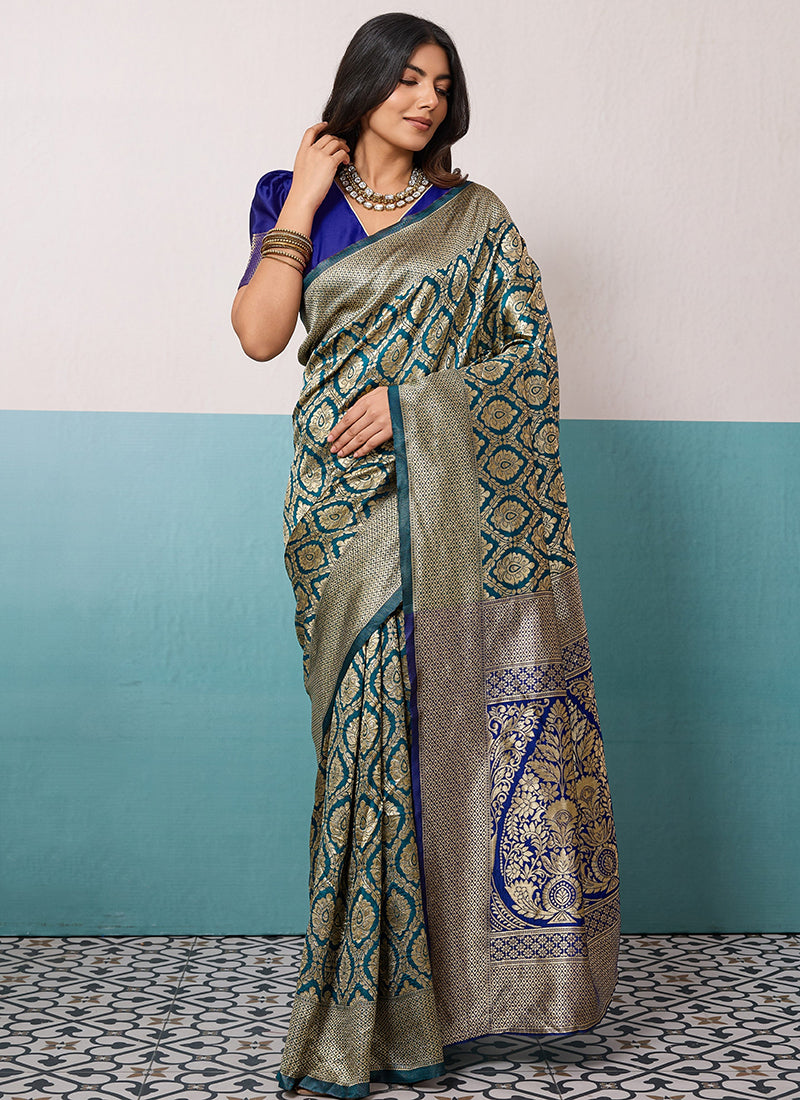 Blue  Banarasi Silk Weaving Work Occasional Wear Saree SW219243