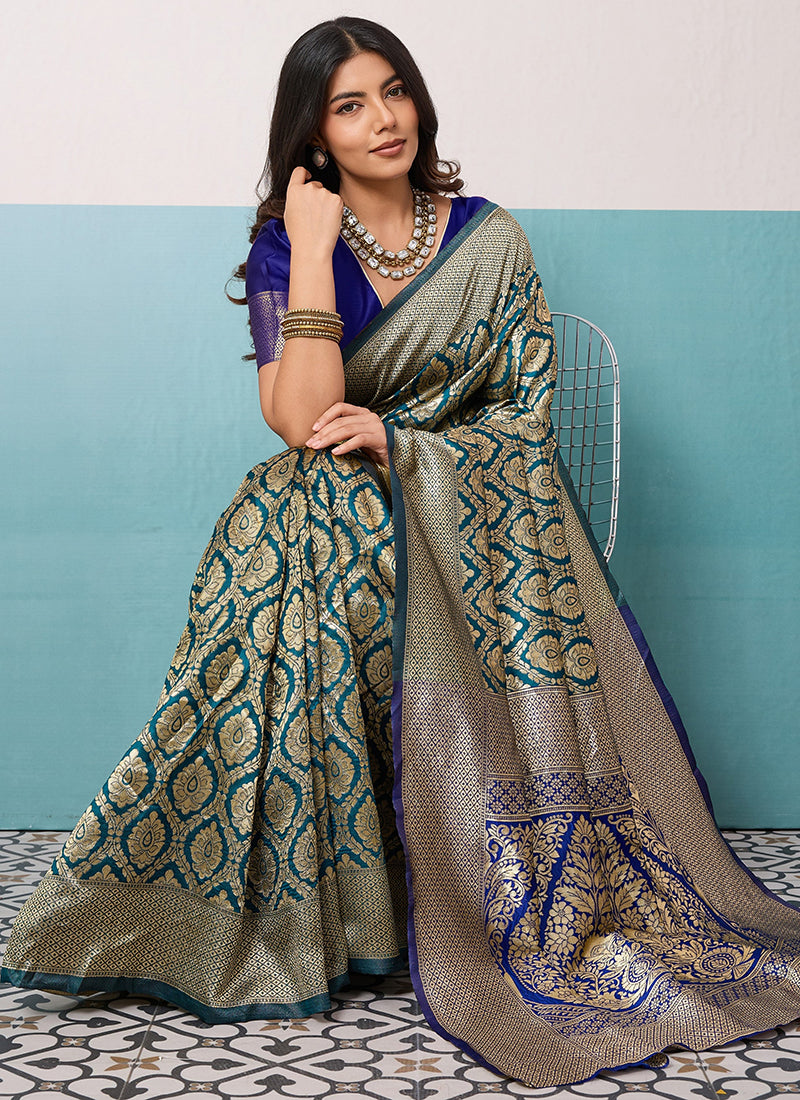 Blue  Banarasi Silk Weaving Work Occasional Wear Saree SW219243