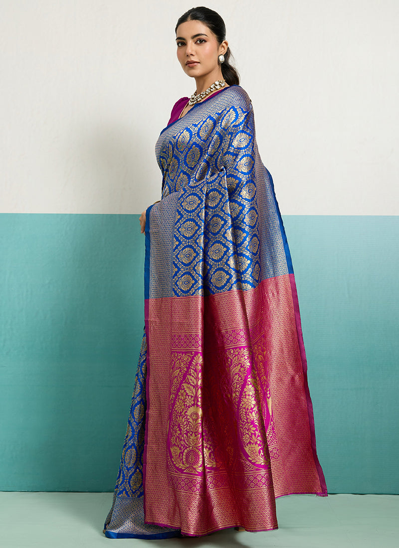 Blue  Banarasi Silk Weaving Work Occasional Wear Saree SW698866