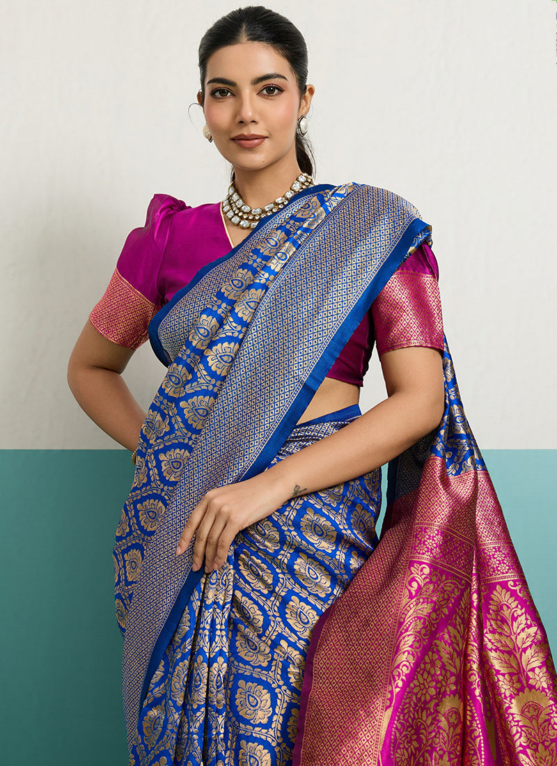 Blue  Banarasi Silk Weaving Work Occasional Wear Saree SW698866