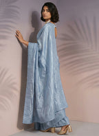 Blue  Rasberry Silk Thread Work Festival Wear Saree SW292309