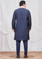 Blue Art Silk Patten Pcs Occasional Wear Readymade Kurta Pajama With Stole SW541686