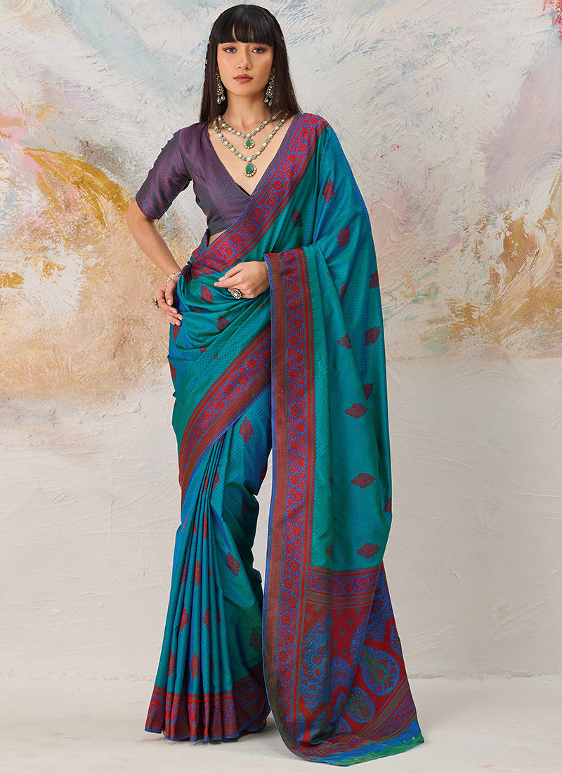 Blue Kanjivaram Silk Weaving Work Festival Wear Saree SW971493