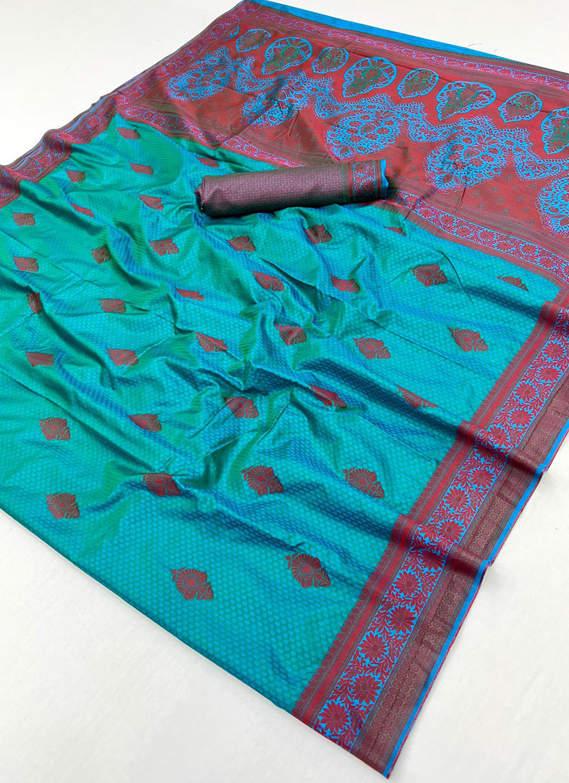 Blue Kanjivaram Silk Weaving Work Festival Wear Saree SW971493