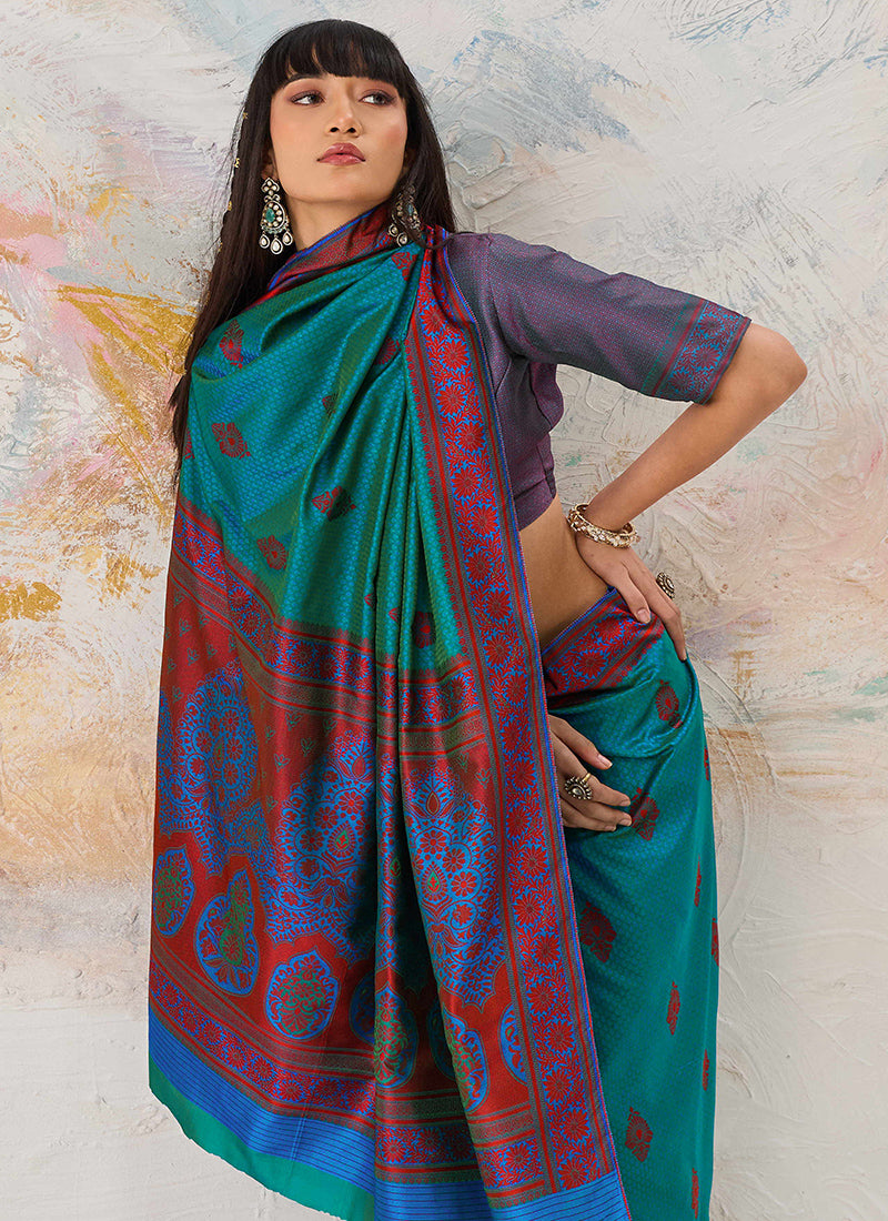 Blue Kanjivaram Silk Weaving Work Festival Wear Saree SW971493