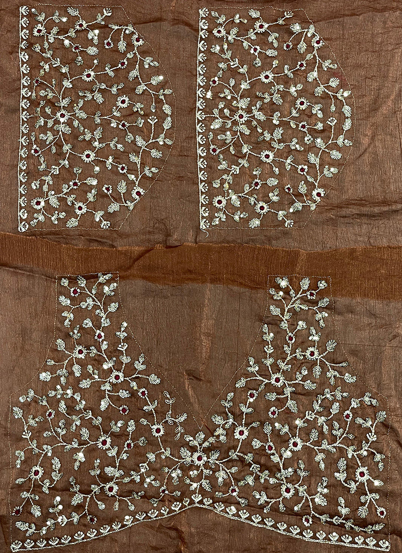 Fendy Chiffon Brown Party Wear Sequins Embroidery Work Designer Saree 388713