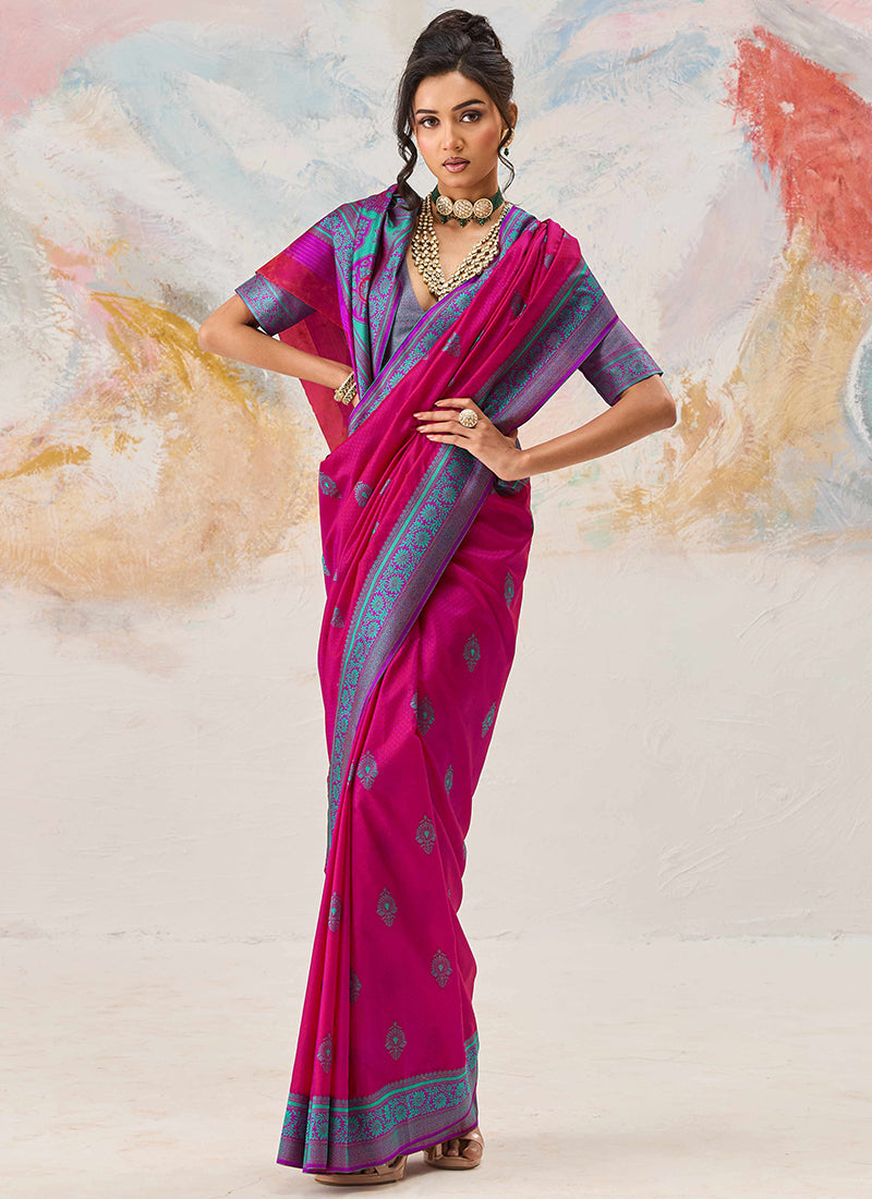 Burgundy Kanjivaram Silk Weaving Work Festival Wear Saree SW960125