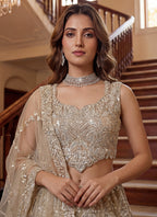 Cream Net Thread Work Wedding Wear Lehenga Choli SW758312